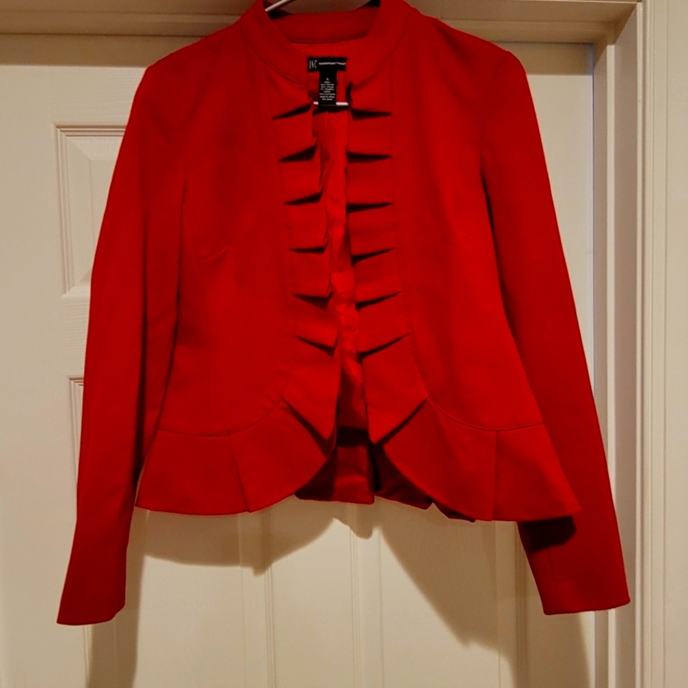 Jacket from INC made of rayon, nylon and spandex, size S.  Great for Christmas!